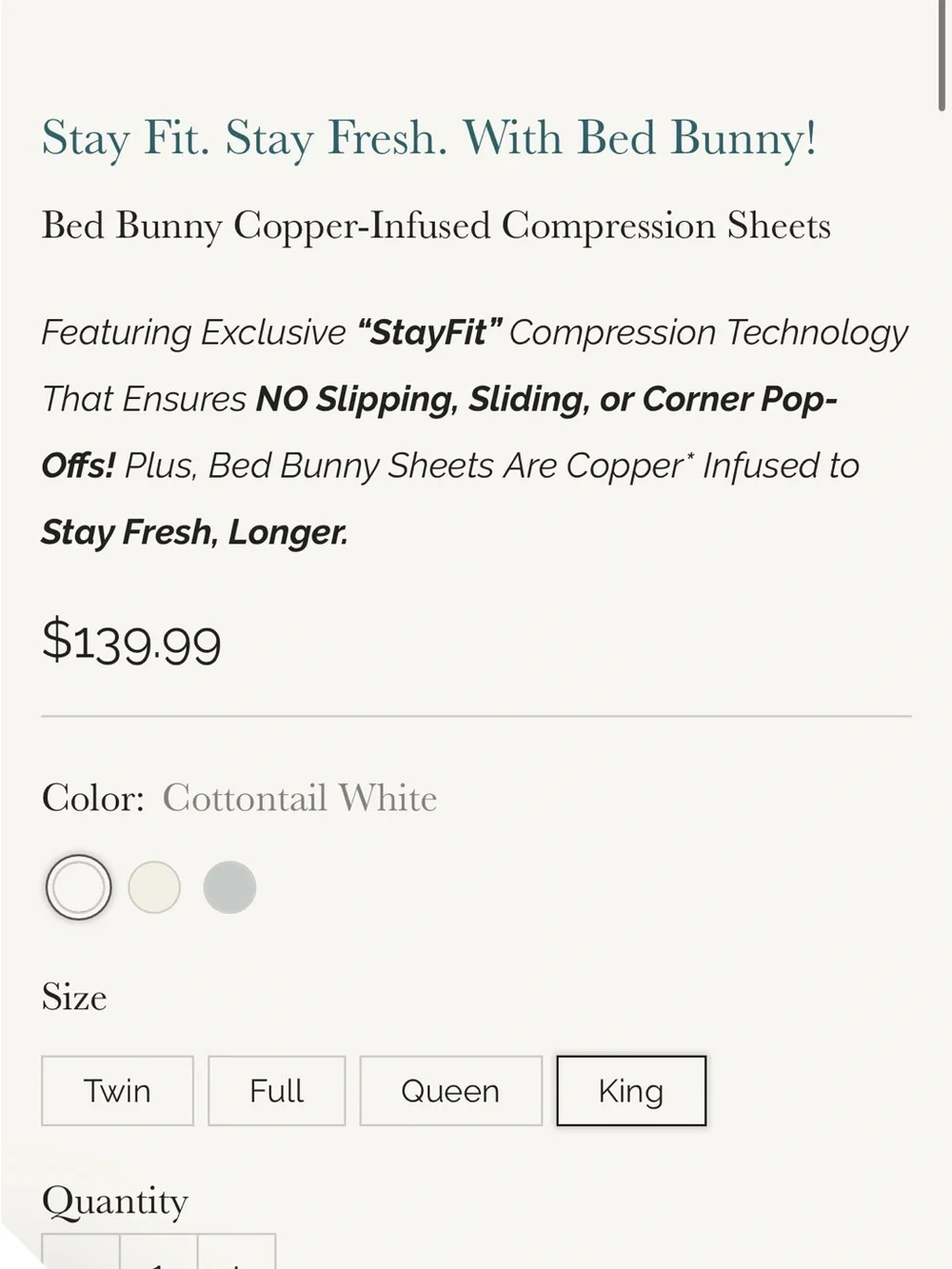 As Seen On TV Bed Bunny King Sheet Set - Cottontail White 3 Piece Set
